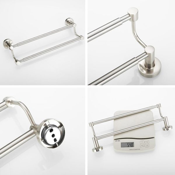 BESy Adjustable 16.5-28.5 Inches Double Bath Towel Bar for Bathroom SUS304 Stainless Steel Towel Holder, Hotel Style Wall Mount with Screws Hand Towel Bar, Towel Rack Rod Hanger, Brushed Nickel Finish - Image 4