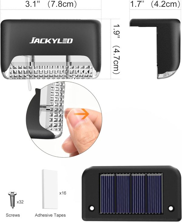 JACKYLED 16 Pack, Step Lights Waterproof LED Solar Power Outdoor Fence Light for Deck Stair Railing, Outside Lighting for Wall Garden Backyard Patio Balcony Decor - Image 8