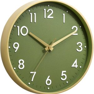 Modern Silent Wall Clock 8 Inch, Battery Operated Non-Ticking Analog Clock with Minimalist Design for Kitchen, Bedroom, Office, Home(Gold)