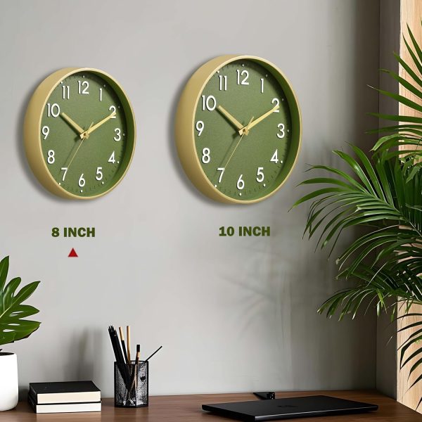 Modern Silent Wall Clock 8 Inch, Battery Operated Non-Ticking Analog Clock with Minimalist Design for Kitchen, Bedroom, Office, Home(Gold) - Image 2