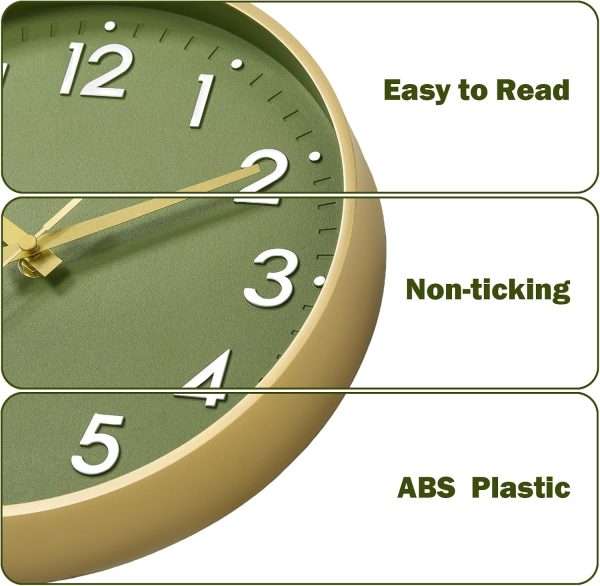 Modern Silent Wall Clock 8 Inch, Battery Operated Non-Ticking Analog Clock with Minimalist Design for Kitchen, Bedroom, Office, Home(Gold) - Image 6
