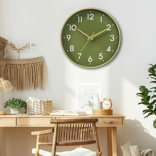 Modern Silent Wall Clock 8 Inch, Battery Operated Non-Ticking Analog Clock with Minimalist Design for Kitchen, Bedroom, Office, Home(Gold) - Image 8